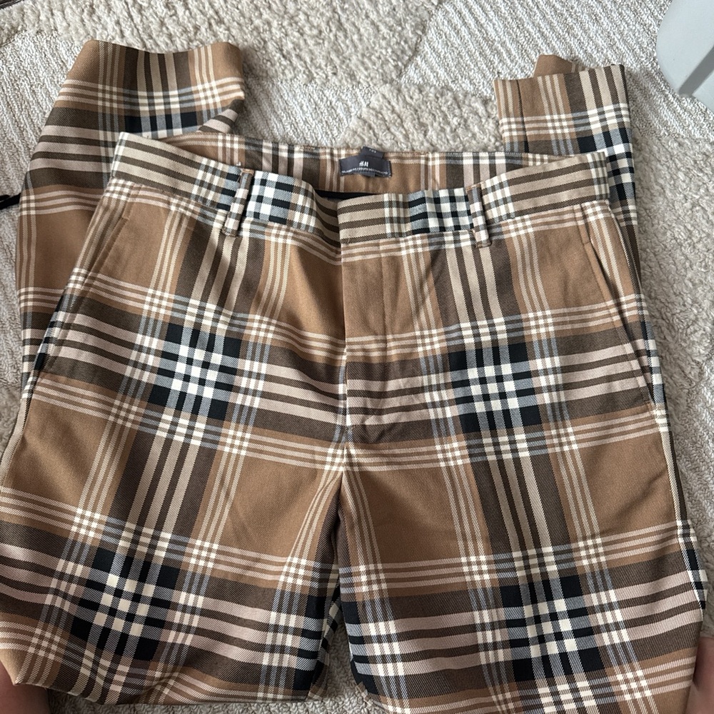 H&M Brown Plaid Pants